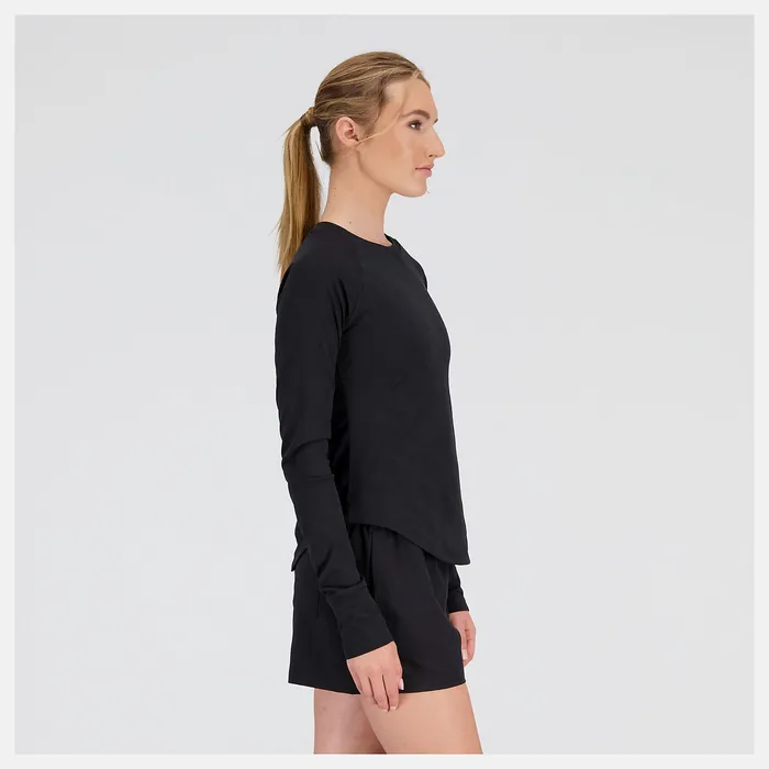 Shirts Women Newbalance Q Speed Jacquard Long Sleeve Black Shirts Women Newbalance Q Speed Jacquard Long Sleeve Black