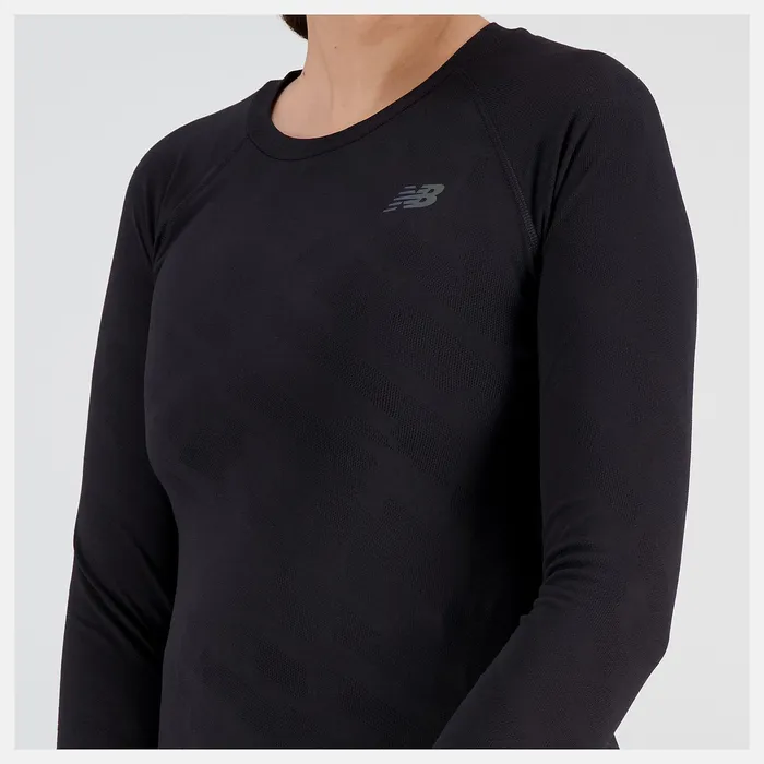 Shirts Women Newbalance Q Speed Jacquard Long Sleeve Black Shirts Women Newbalance Q Speed Jacquard Long Sleeve Black