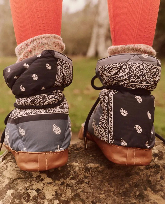 Shoes The Down Quilted Puffer Slipper Patchwork Bandana and Evergreen 8211 The Great Women