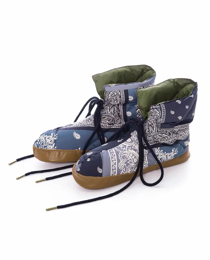 Shoes The Down Quilted Puffer Slipper Patchwork Bandana and Evergreen 8211 The Great Women