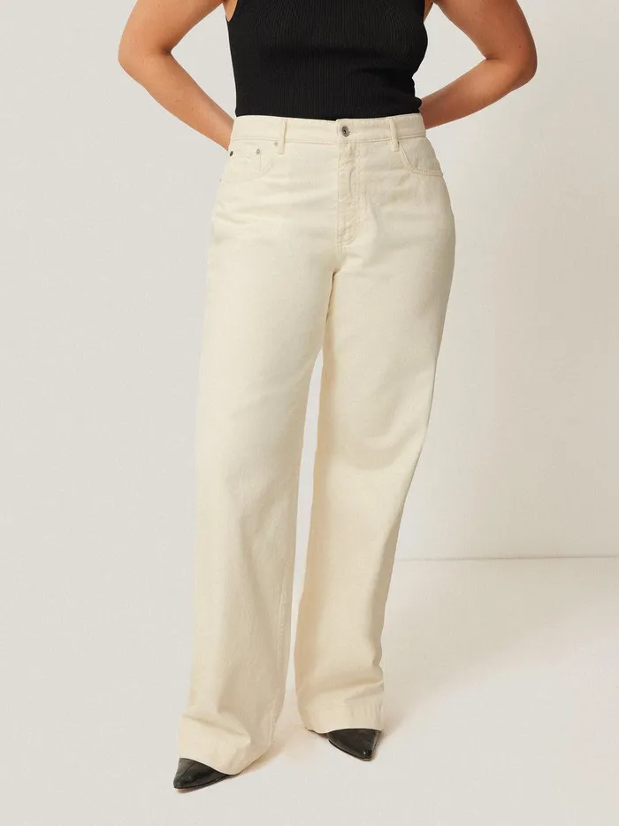 Shop Balfour Long Wide Leg Jean Ecru Jigsaw Trousers
