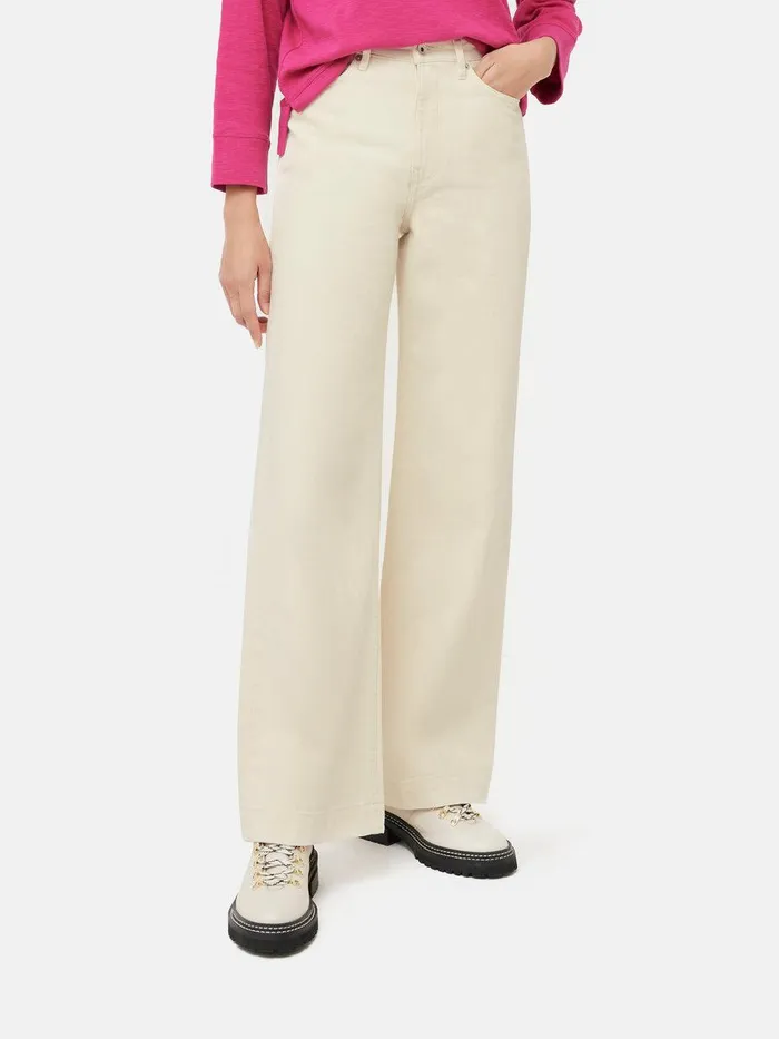 Shop Balfour Long Wide Leg Jean Ecru Jigsaw Trousers