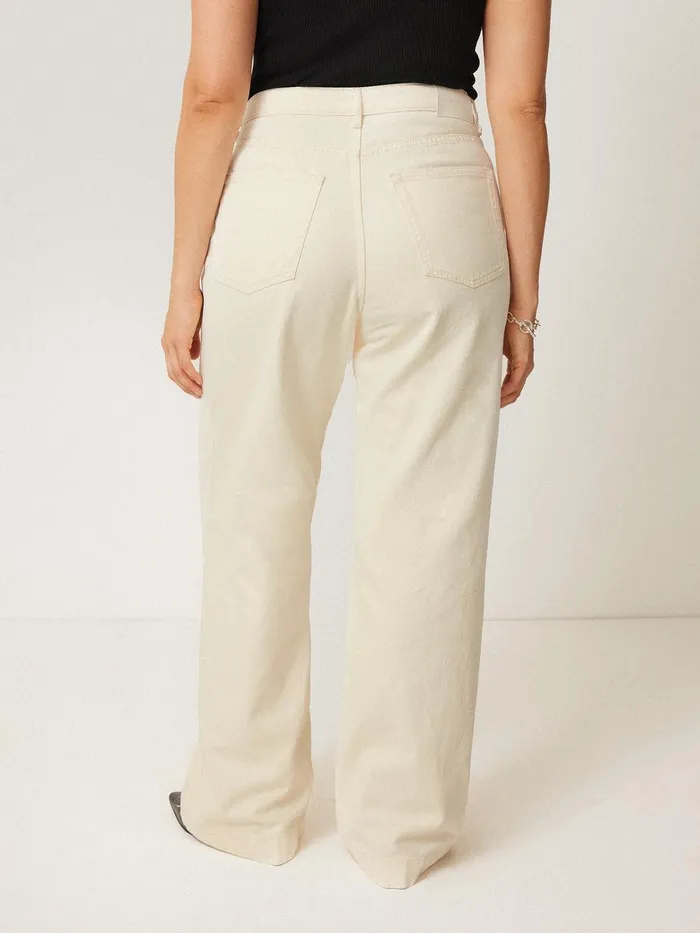 Shop Balfour Long Wide Leg Jean Ecru Jigsaw Trousers