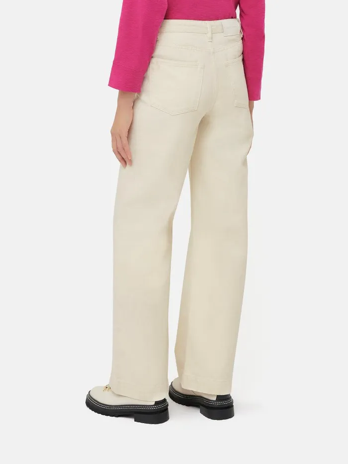 Shop Balfour Long Wide Leg Jean Ecru Jigsaw Trousers