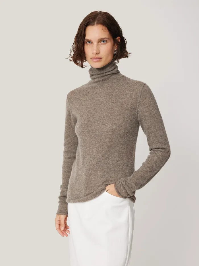 Shop Cloud Cashmere Polo Jumper Taupe Jigsaw Knitwear and Cashmere