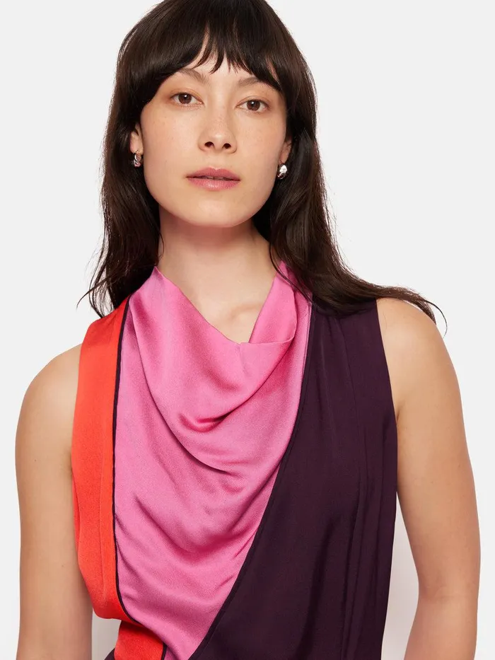 Shop Colour Block Satin Dress Purple Jigsaw Dresses and Jumpsuits
