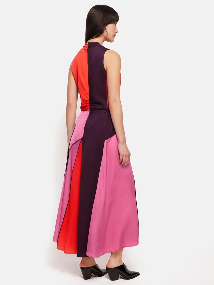 Shop Colour Block Satin Dress Purple Jigsaw Dresses and Jumpsuits