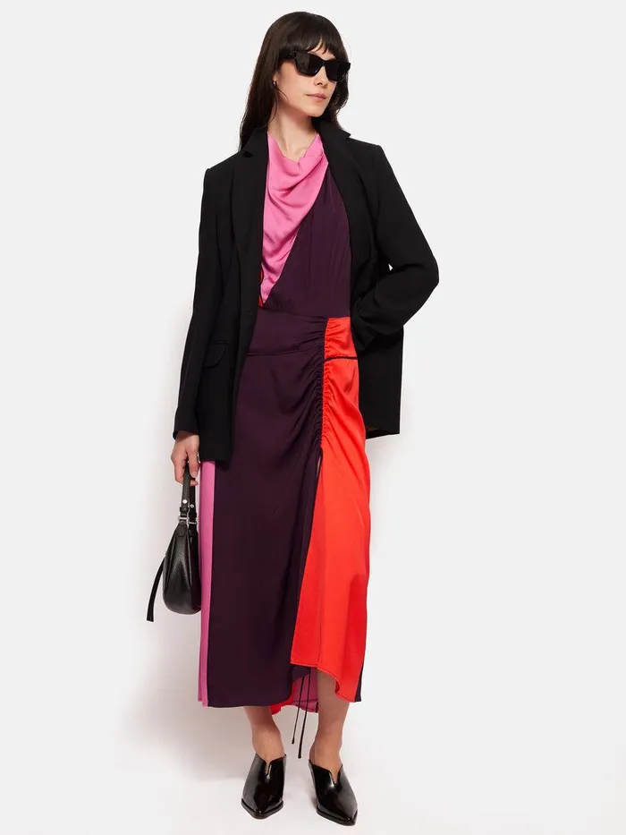 Shop Colour Block Satin Dress Purple Jigsaw Dresses and Jumpsuits