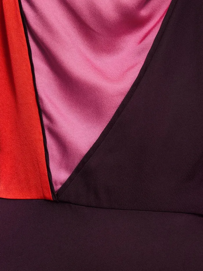 Shop Colour Block Satin Dress Purple Jigsaw Dresses and Jumpsuits