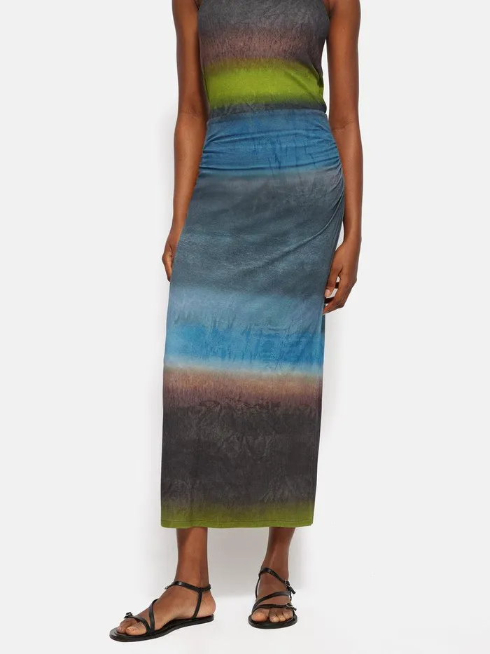 Shop Glazed Abstract Jersey Skirt Brown Jigsaw Skirts