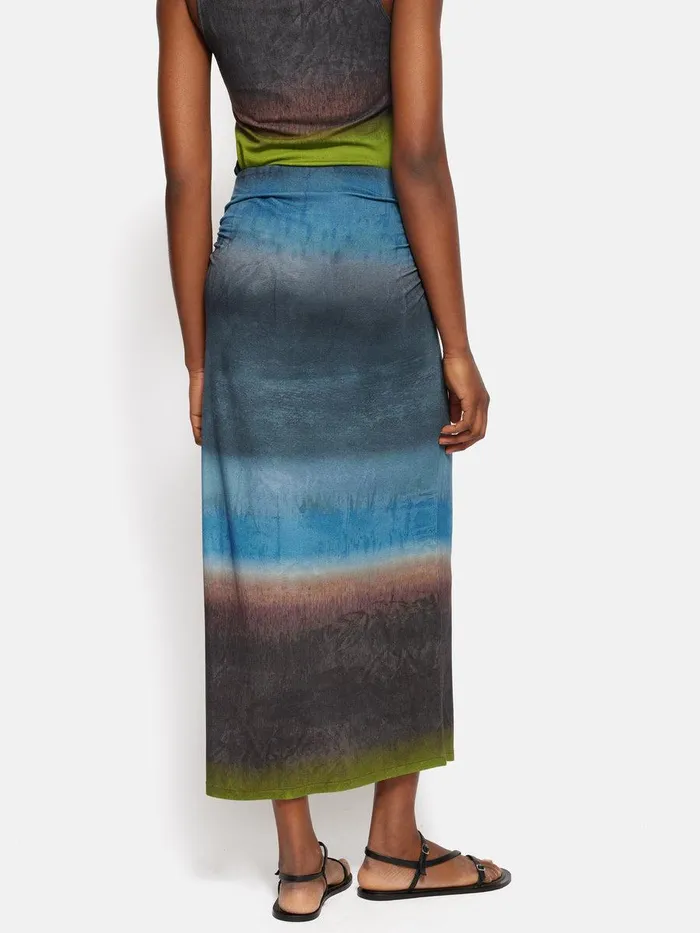 Shop Glazed Abstract Jersey Skirt Brown Jigsaw Skirts