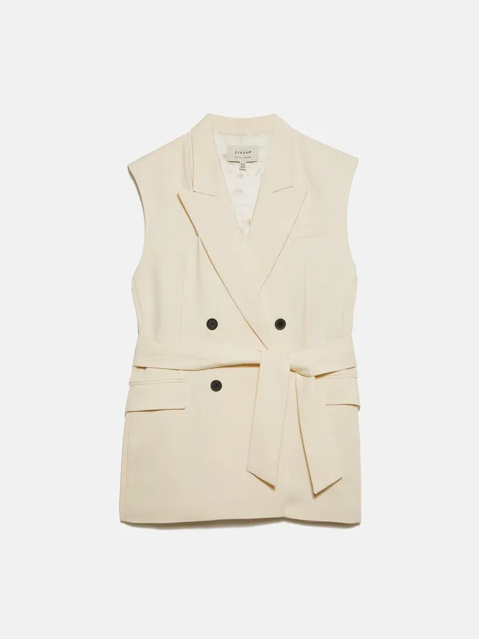 Shop Hopsack Tatton Waistcoat Cream Jigsaw Coats and Jackets