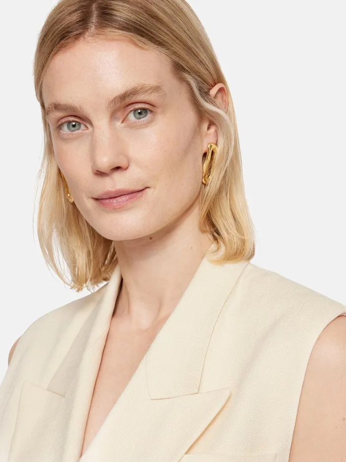 Shop Hopsack Tatton Waistcoat Cream Jigsaw Coats and Jackets