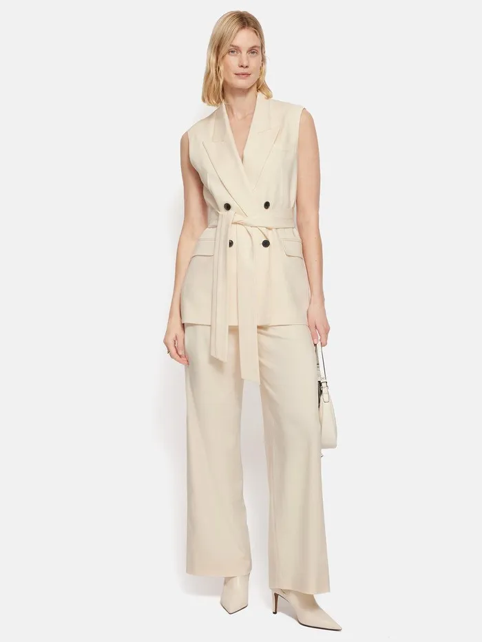 Shop Hopsack Tatton Waistcoat Cream Jigsaw Coats and Jackets