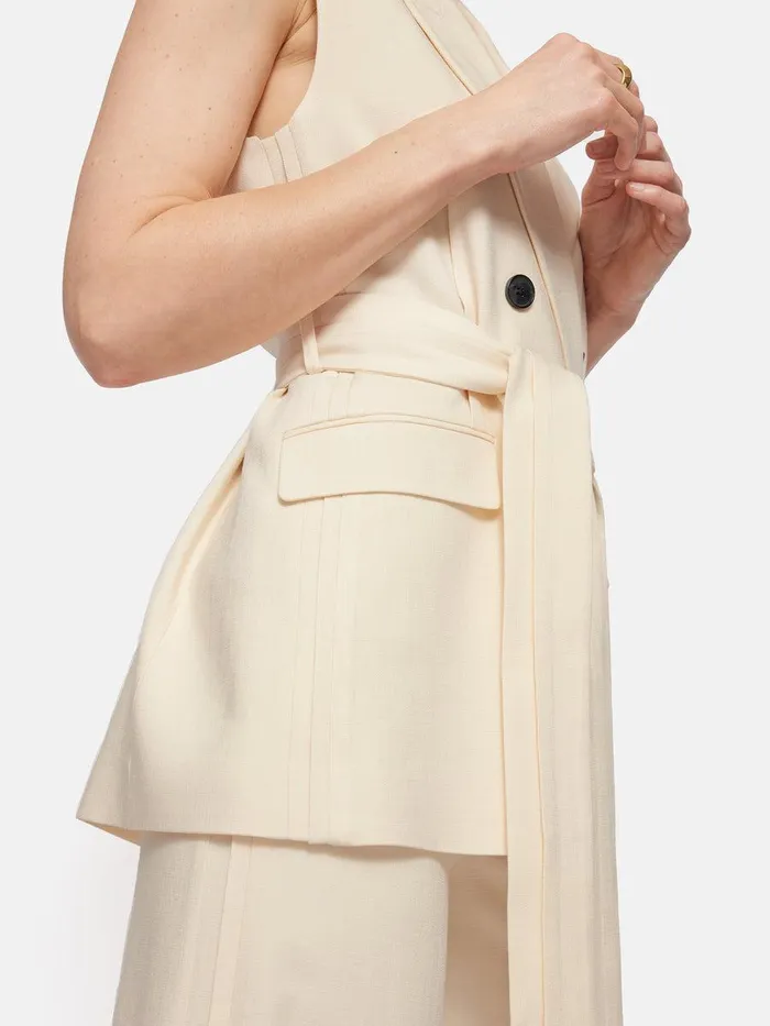 Shop Hopsack Tatton Waistcoat Cream Jigsaw Coats and Jackets
