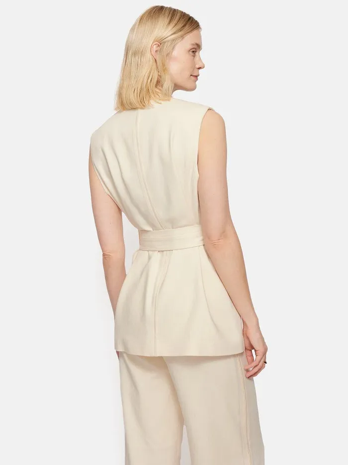 Shop Hopsack Tatton Waistcoat Cream Jigsaw Coats and Jackets