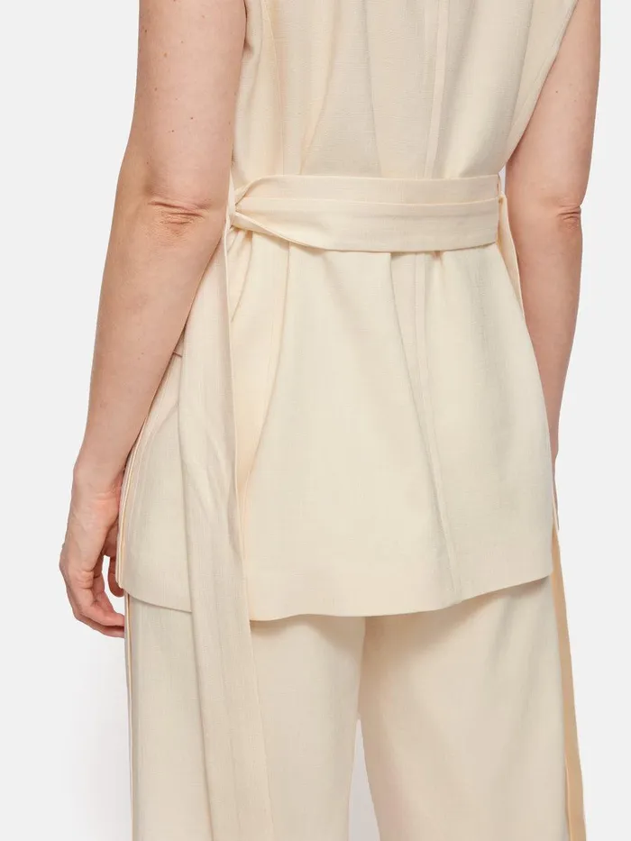 Shop Hopsack Tatton Waistcoat Cream Jigsaw Coats and Jackets