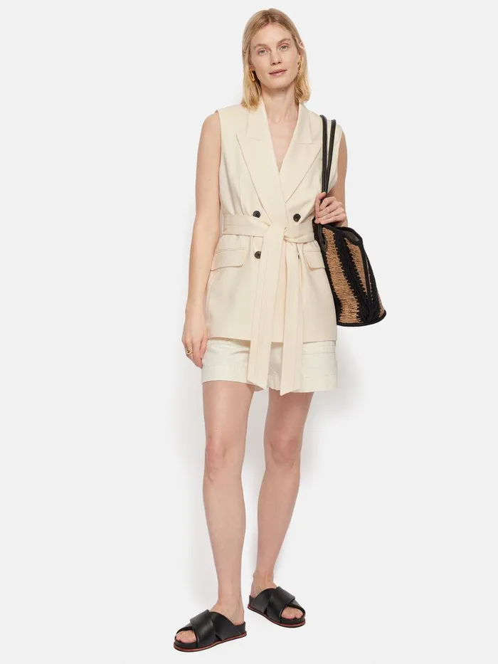 Shop Hopsack Tatton Waistcoat Cream Jigsaw Coats and Jackets
