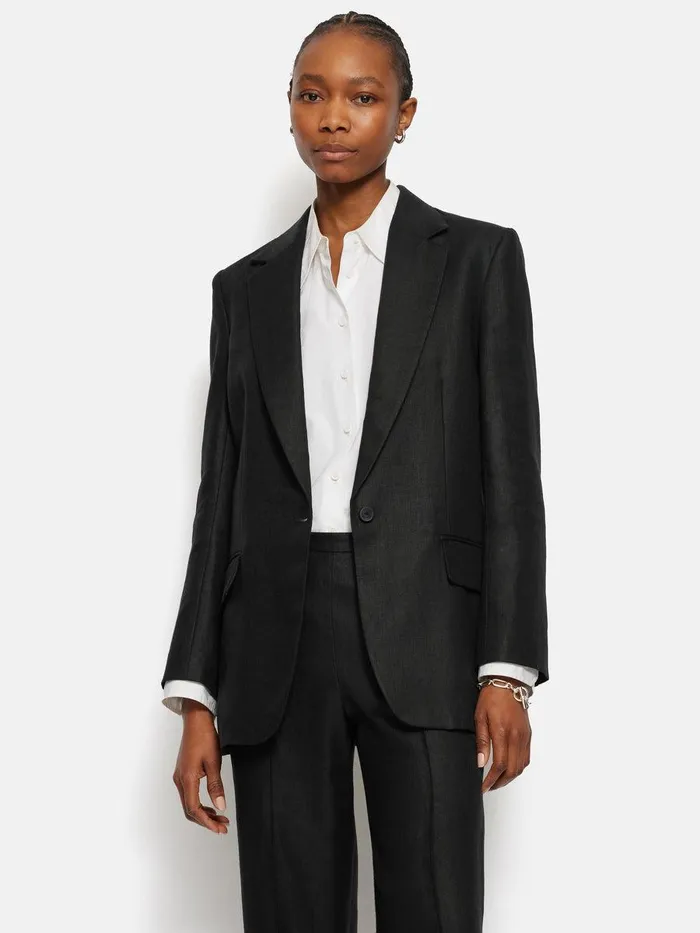 Shop Irish Linen Twill Gibson Jacket Black Jigsaw Tailoring