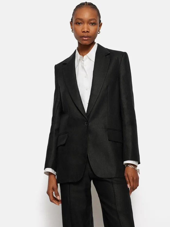 Shop Irish Linen Twill Gibson Jacket Black Jigsaw Tailoring