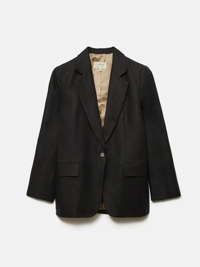 Shop Irish Linen Twill Gibson Jacket Black Jigsaw Tailoring