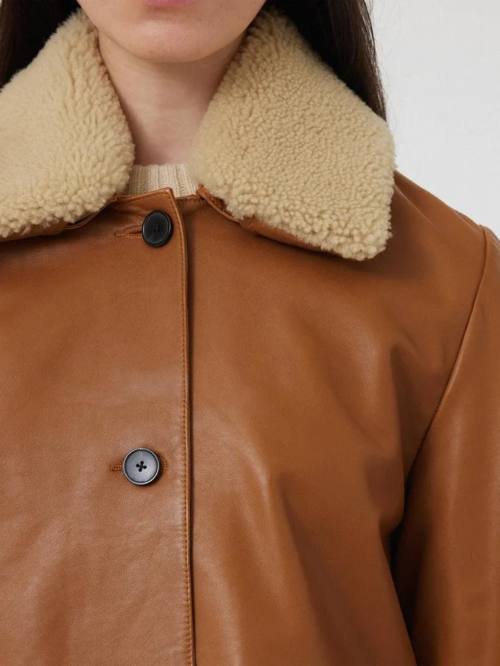Shop Leather Cropped Jacket Ginger Jigsaw Leather