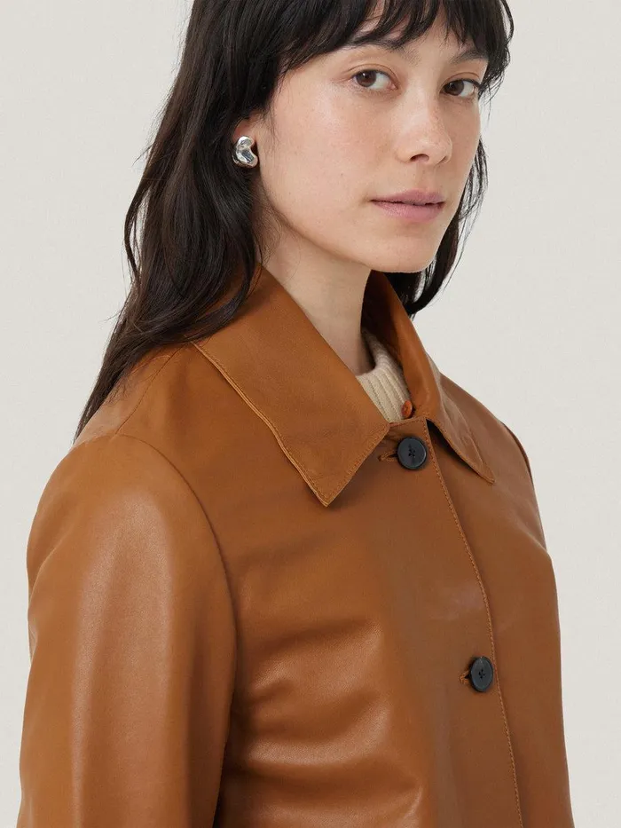 Shop Leather Cropped Jacket Ginger Jigsaw Leather