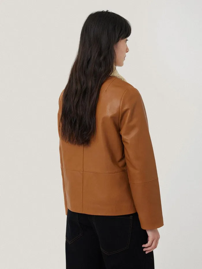 Shop Leather Cropped Jacket Ginger Jigsaw Leather