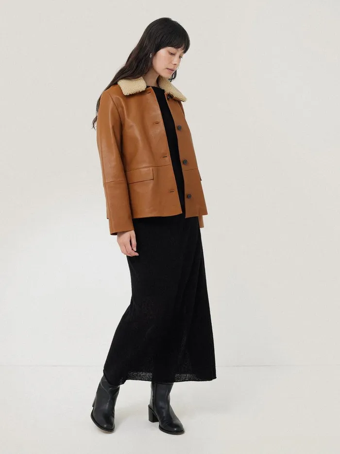 Shop Leather Cropped Jacket Ginger Jigsaw Leather