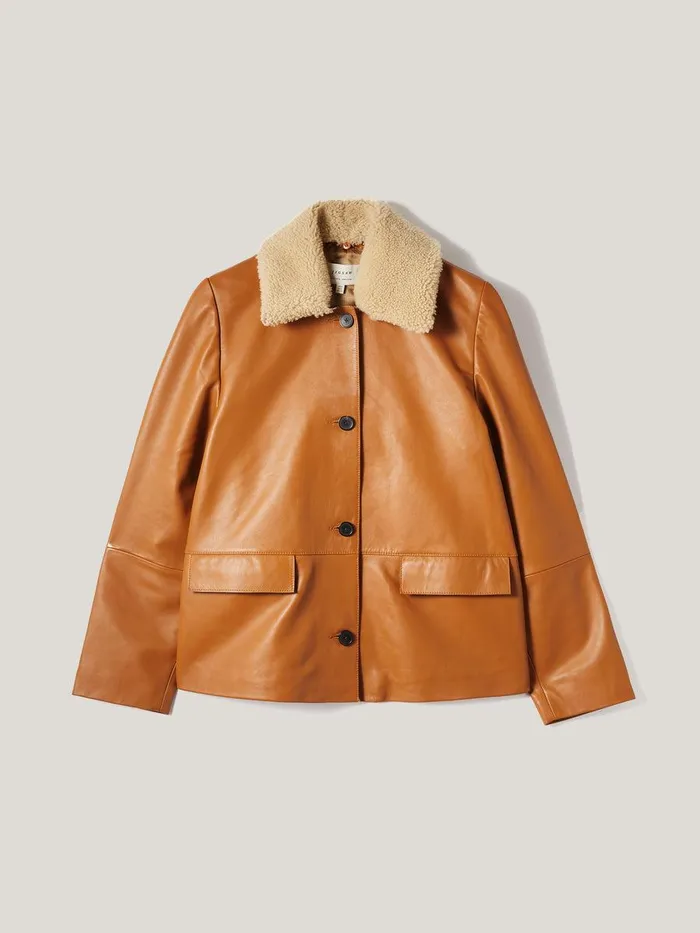 Shop Leather Cropped Jacket Ginger Jigsaw Leather