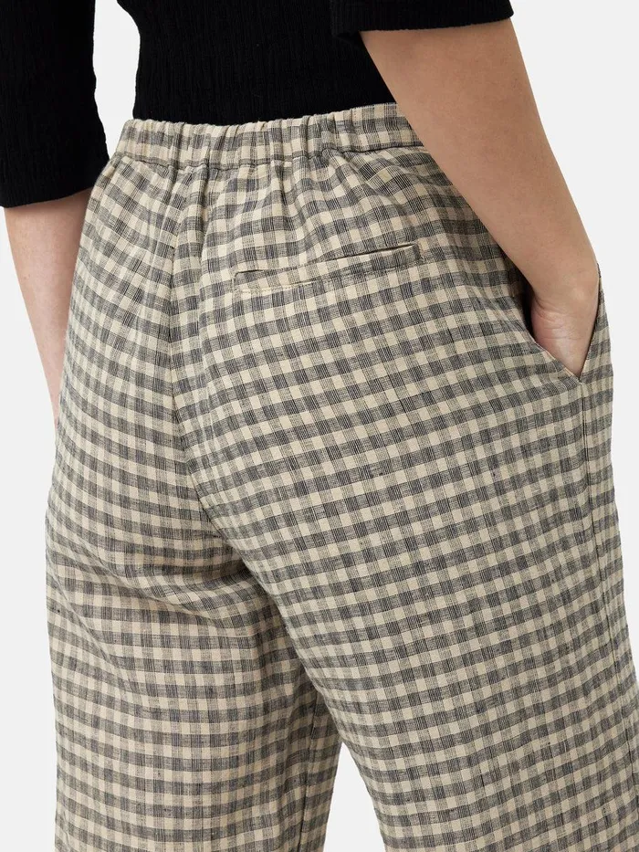 Shop Linen Check Palazzo Trouser Beige Jigsaw Trousers