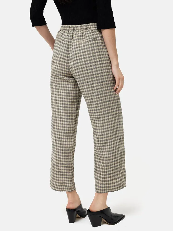 Shop Linen Check Palazzo Trouser Beige Jigsaw Trousers