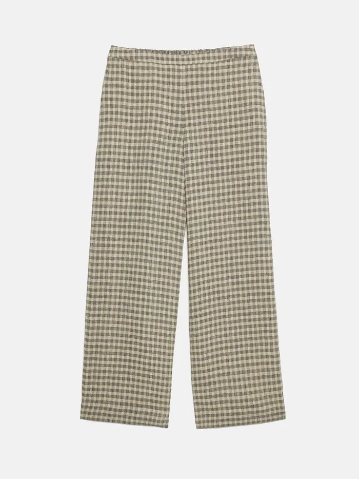 Shop Linen Check Palazzo Trouser Beige Jigsaw Trousers