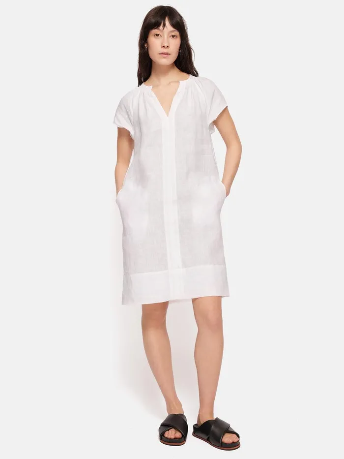 Shop Linen Smocked Tshirt Dress White Jigsaw Dresses and Jumpsuits