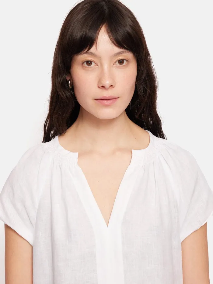 Shop Linen Smocked Tshirt Dress White Jigsaw Dresses and Jumpsuits