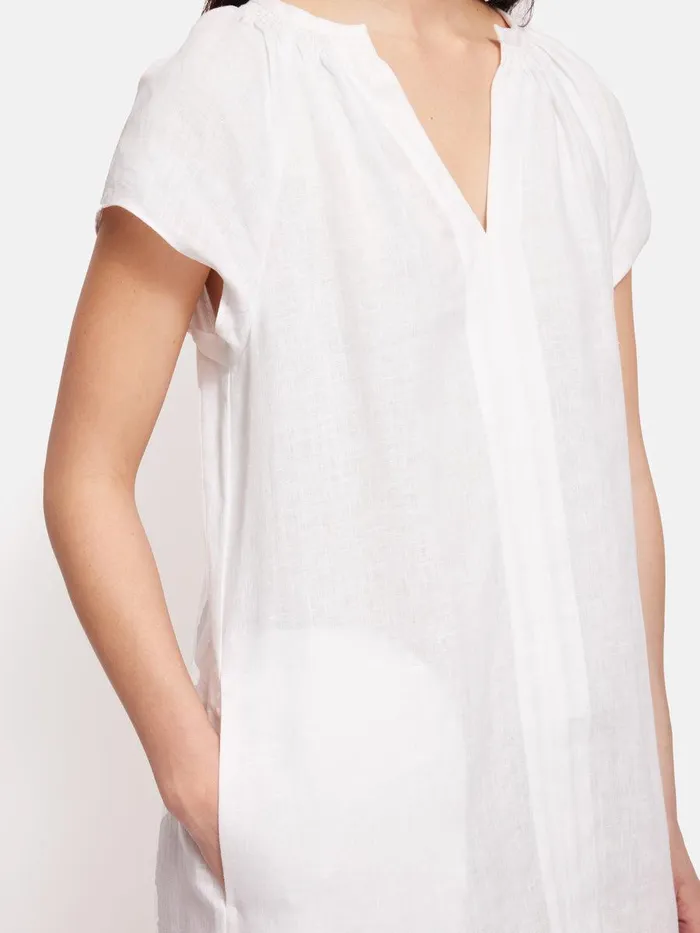 Shop Linen Smocked Tshirt Dress White Jigsaw Dresses and Jumpsuits