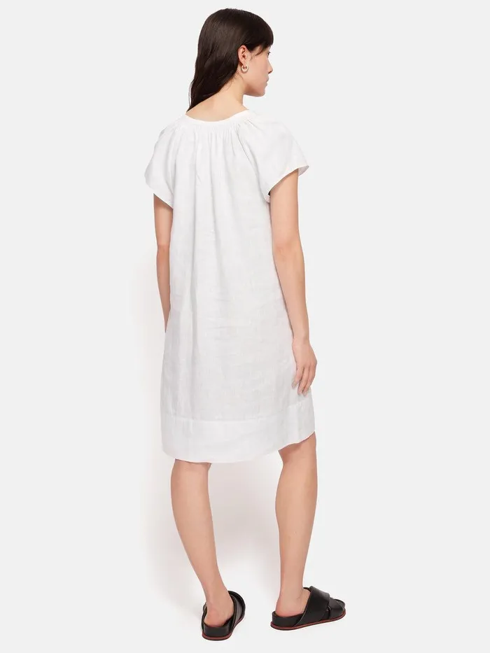 Shop Linen Smocked Tshirt Dress White Jigsaw Dresses and Jumpsuits
