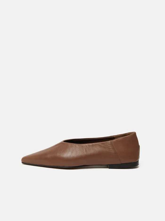 Shop Linnie Flat Pointed Ballerina Tan Jigsaw Flats