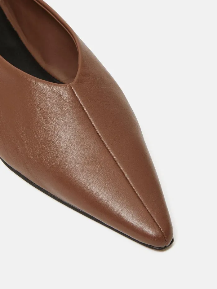 Shop Linnie Flat Pointed Ballerina Tan Jigsaw Flats