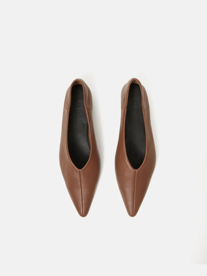 Shop Linnie Flat Pointed Ballerina Tan Jigsaw Flats