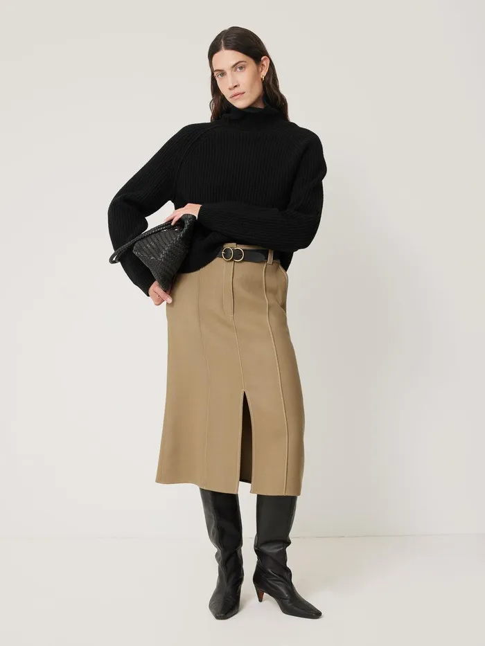 Shop Merino Fishermans Rib Jumper Black Jigsaw Knitwear and Cashmere