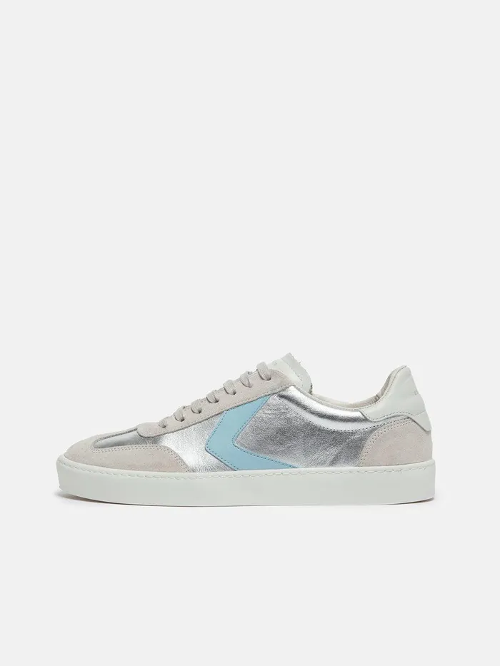 Shop Portland Vintage Classic Trainer Silver Jigsaw Flats