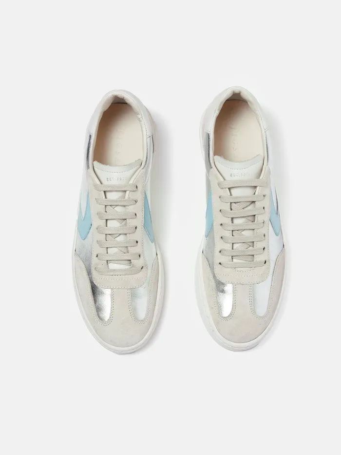 Shop Portland Vintage Classic Trainer Silver Jigsaw Flats