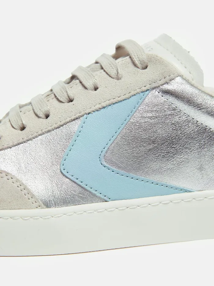 Shop Portland Vintage Classic Trainer Silver Jigsaw Flats
