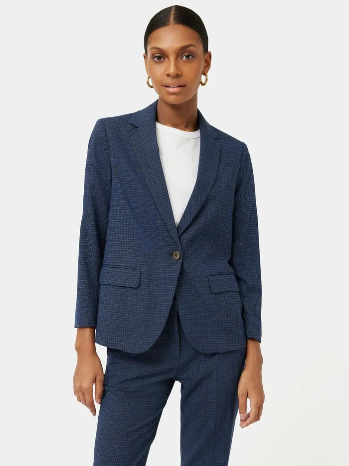 Shop Portofino Brook Check Jacket Navy Jigsaw Coats and Jackets