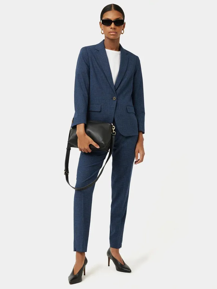 Shop Portofino Brook Check Jacket Navy Jigsaw Coats and Jackets