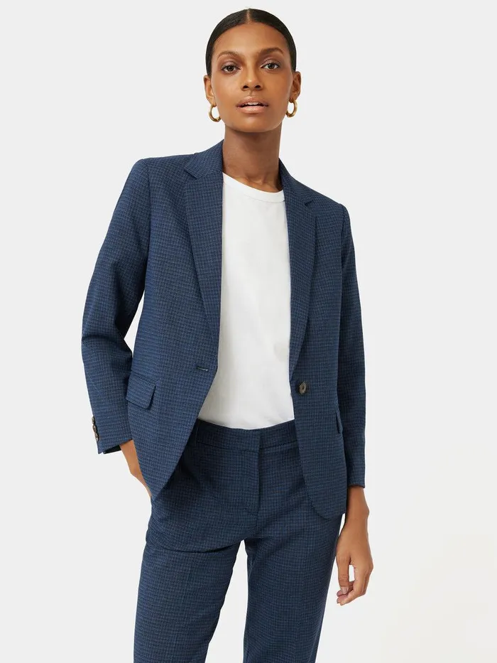 Shop Portofino Brook Check Jacket Navy Jigsaw Coats and Jackets