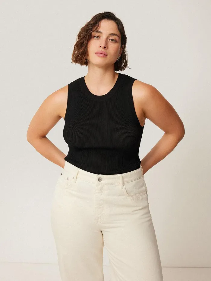Shop Rib Knitted Tank Black Jigsaw Knitwear and Cashmere