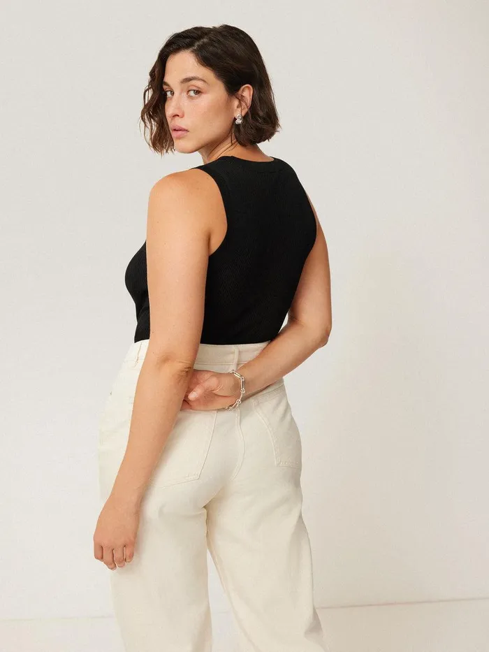 Shop Rib Knitted Tank Black Jigsaw Knitwear and Cashmere
