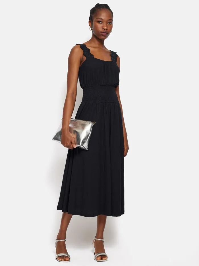 Shop Ric Rac Shirred Dress Navy Jigsaw Dresses and Jumpsuits